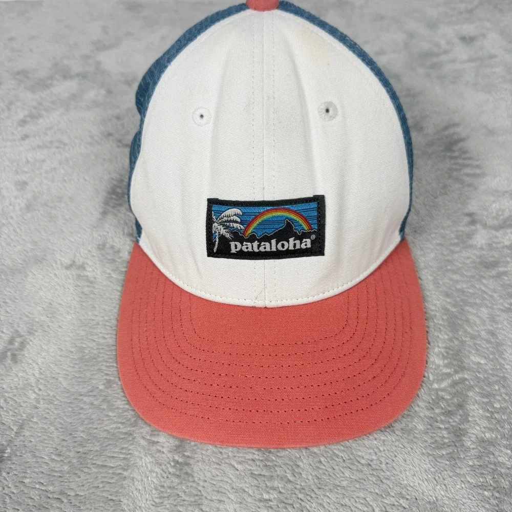 Patagonia Mens OS Pataloha Trucker Hat Snapback Mesh Cap White Blue Coral